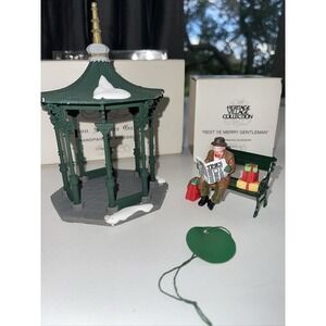 Dept 56 Heritage Town Square Gazebo #5513-1 & Rest Ye Merry Gentleman
